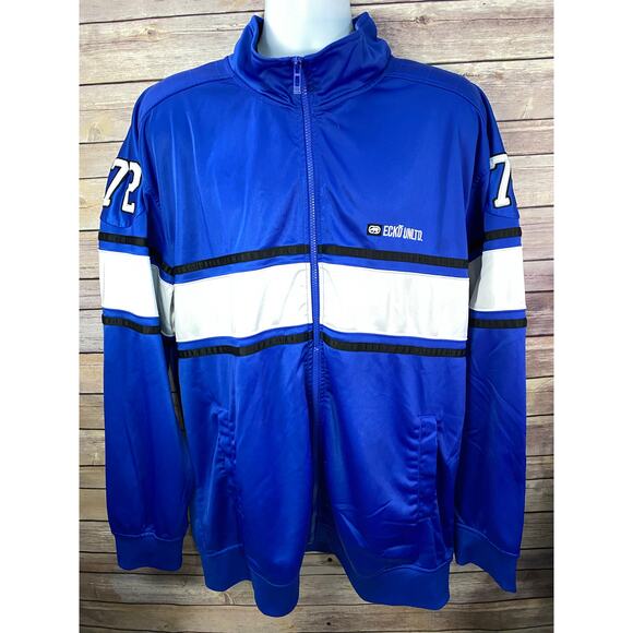 VTG Ecko Unltd Blue Jacket Men 3XL Football Jersey Windbreaker Track #72 - Picture 1 of 11